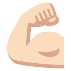 Cartoon-style of a flexed arm symbolizing strength, isolated on white background