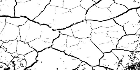 Create a high-contrast black and white image of a network of sharp,irregular cracks spread across a white surface,reminiscent of parched earth during a dry season in Hemayetpur,Dhaka Divis Bangladesh.
