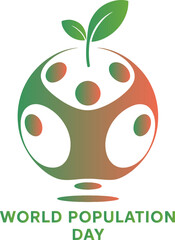 Human leaves growing from shared figure symbol for positive sustainable growth world population day logo  