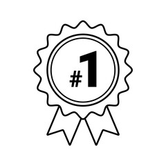Number One Ribbon Outline Badge
