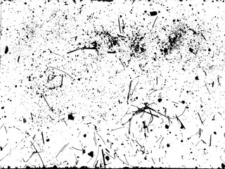 Vector abstract black ink splatter texture on white background. Random paint drops, splashes and stains in grunge style. Perfect for backgrounds, overlays, packaging design