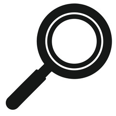 Minimalist Magnifying Glass Silhouette Icon on White Background