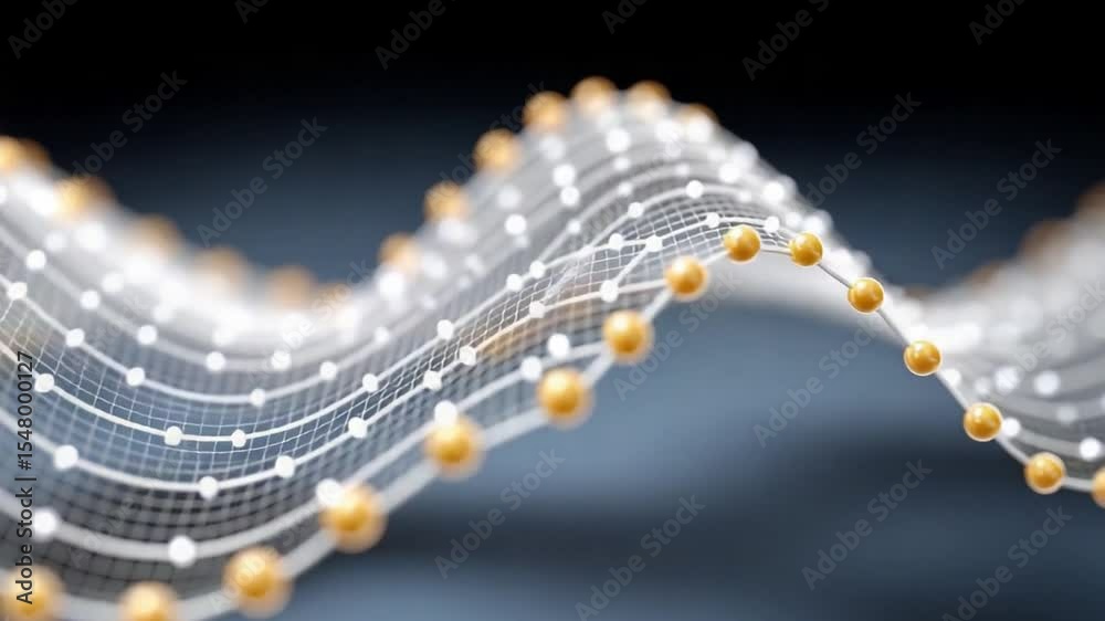 Poster molecular structure: a digitally rendered molecular structure shows interconnected atoms and bonds o