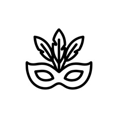 Carnival mask with feathers icon with transparent background symbolizing festive celebration, masquerade, and cultural tradition
