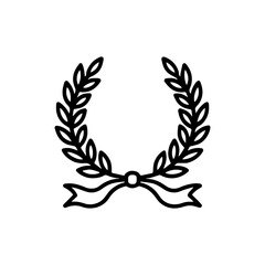 Laurel wreath with ribbon icon with transparent background symbolizing victory, honor, and achievement
