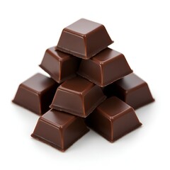 Pile of Dark Chocolate Pieces with Rich Texture Isolated on Transparent Background