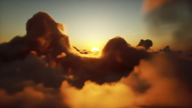 Beautiful sunrise over the clouds time lapse scenic aerial view nature background footage travel