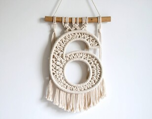Chiffre 6 en macramé 