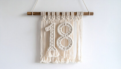 Chiffre 18 en macramé 2
