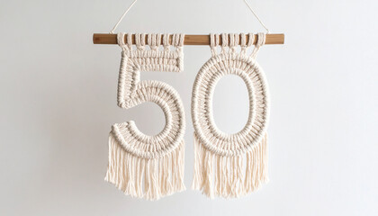 Chiffre 50 en macramé 