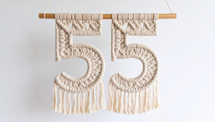 Chiffre 55 en macramé 2