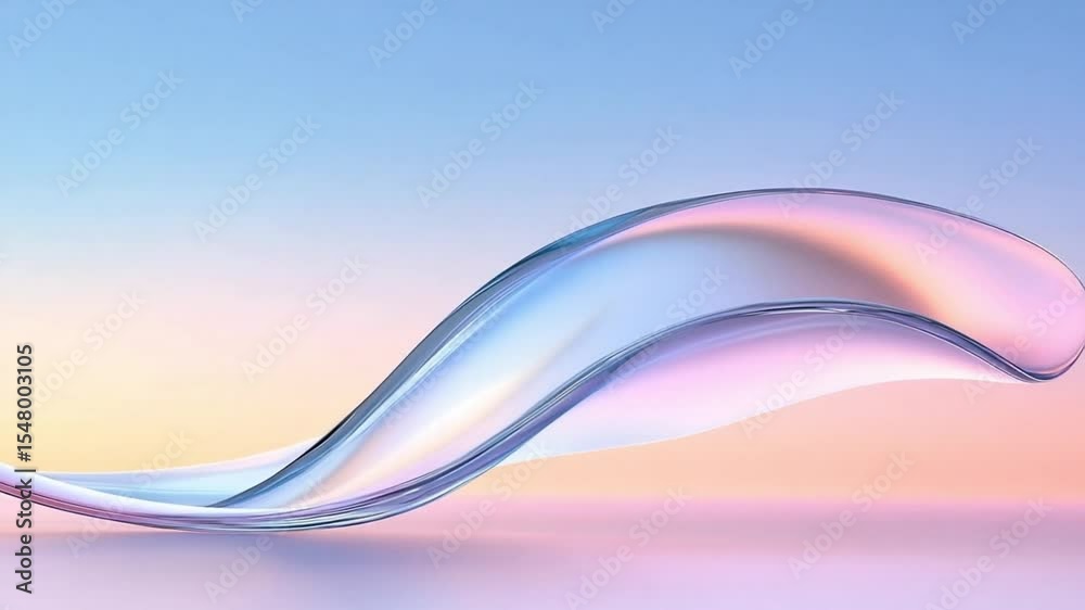 Aufkleber fluid harmony: a mesmerizing abstract wave of iridescent colors gracefully sweeps across the frame, 