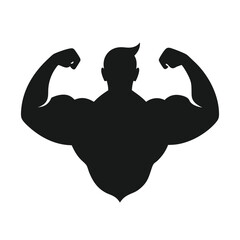 Minimalist Muscle Silhouette Icon on White Background