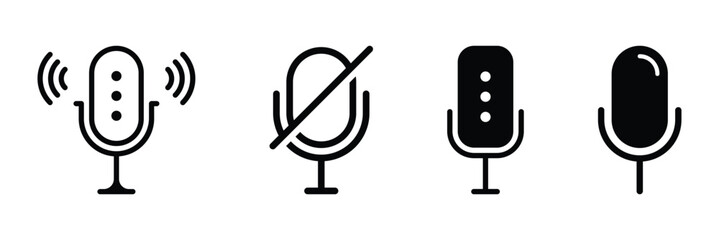 Microphone Line Icon Set. Classic Microphone Vector Icons. Voice Recording Mic Icons