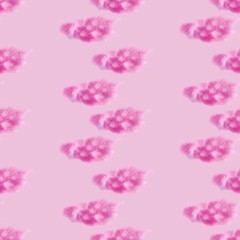Seamless watercolor pattern with soft pink clouds. Cute dreamy texture perfect for nursery design, baby clothes, kids room decor, and whimsical backgrounds.