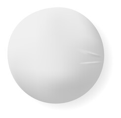 Glossy white sphere casting a soft shadow on a pristine white background, forming a minimalist and elegant composition that emphasizes simplicity and modern design aesthetics