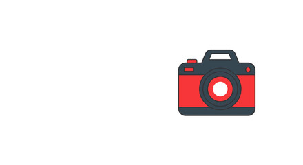 Red camera illustration on a white background representing pets in summer  