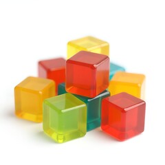 Obraz premium 3D Pile of Colorful Gummy Cubes Candy Isolated on Transparent Background