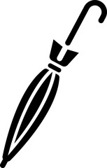 Umbrella Icon Set — Black and White Open and Closed Umbrella Silhouettes