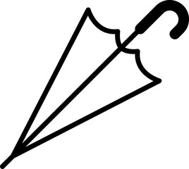 Umbrella Icon Set — Black and White Open and Closed Umbrella Silhouettes