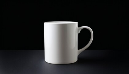 white ceramic coffee mug blank mockup on black background
