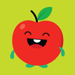 Happy Emoticon Holding a Red Apple