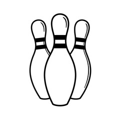 The Three Bowling Pins Stand Ready for a Strike to Happen at Any Moment in the Bowling Alley