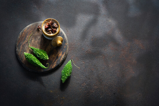 Bitter gourd & red whole chili 