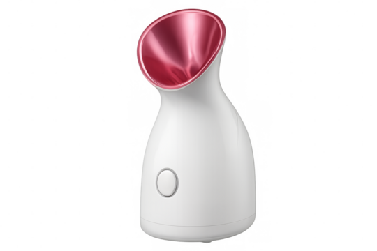 Modern facial steamer generating steam for skin treatment on transparent background