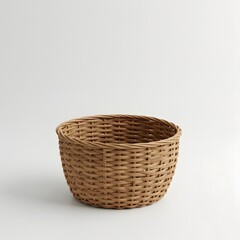 Fototapeta premium An intricately woven wicker basket, showcasing natural texture and rustic charm in a studio shot. 