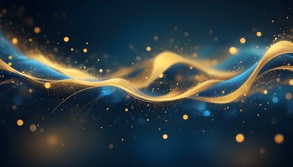Obraz premium Elegant abstract design with flowing gold lines and a dark blue backdrop.