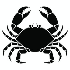 Monochrome Silhouette of a Crab Displaying Prominent Claws and Segmented Legs Against a Clean White Background Creating a Striking Visual