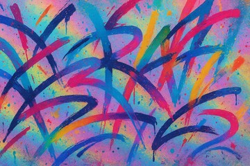 Colorful Graffiti Abstract Art Background, Vibrant Brush Strokes on Canvas.