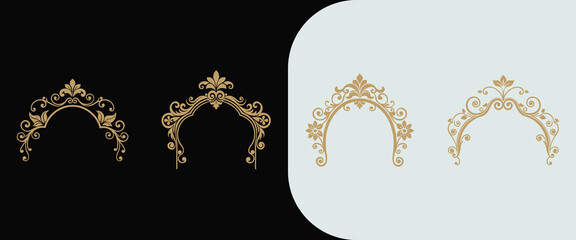 Ornate Decorative Flourishes Graceful Arches for Elegant Designs and Invitations with Vintage Charm and Delicate Golden Accents