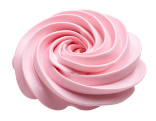 Angled Strawberry Buttercream Swirl with Glossy Finish and Rosette Shape, Isolated on Transparent Background