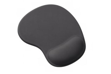 Ergonomic mouse pad resting on transparent background