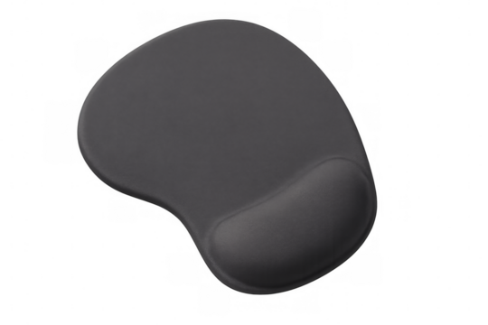 Ergonomic mouse pad resting on transparent background