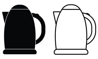 Electric kettle vector isolated on white background. Electric kettle icon vector. Kettle symbol for tea, boiling water, kitchen instrument. Vector illustration.