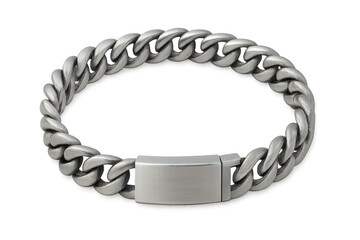 Obraz premium Silver chain bracelet with blank clasp on transparent background
