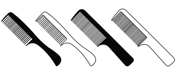 Comb icon vector set. Silhouette of hair comb, brush vector, symbol and sign. Beauty, hair brush, fashion, salon, comb vector illustration.