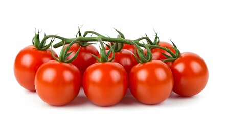 Fresh, vibrant tomatoes on the vine, a culinary delight. They are ripe and juicy, perfect for a healthy meal.
