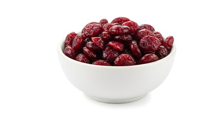 A bowl of vibrant red dried cranberries