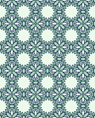 This seamless pattern of interwoven flowers and leaves creates a calming, elegant visual, ideal for many applications