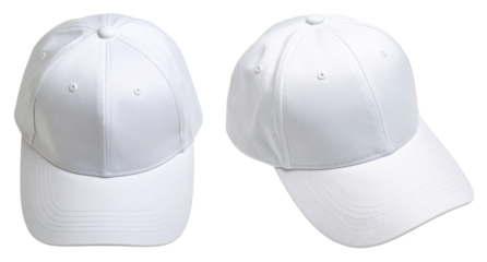 top view of white cap or hat with two different angle view isolated on white