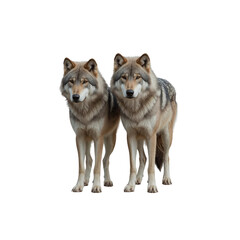 Obraz premium Majestic Pair of Wolves Standing Together on Transparent Background