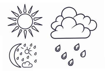 Minimalist sun and cloud weather icons