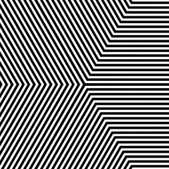 A series of black and white striped lines form an eye-catching geometric pattern, creating a mesmerizing optical illusion that captivates the viewer
