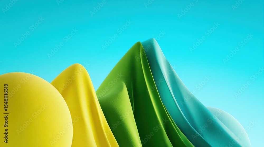 Poster Colorful abstract smooth flowing shapes with vibrant gradient tones in a modern digital art composition for creative design use