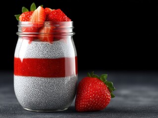 Delicious chia seed pudding layered with vibrant strawberry puree and fresh fruit showcasing a gourmet dessert experience inspired by healthy eating trends for colorful culinary presentations