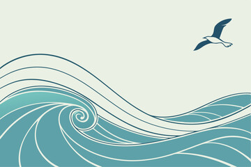 Abstract minimalist soft blue wave pattern background